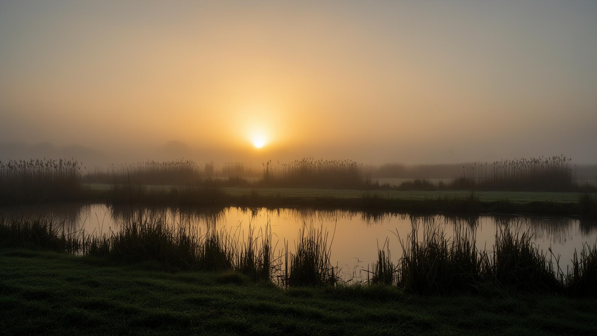 Nederlands landschap bij zonsopgang — symbool voor rust, balans en gifvrije rattenbeheersing in de gehele omgeving.